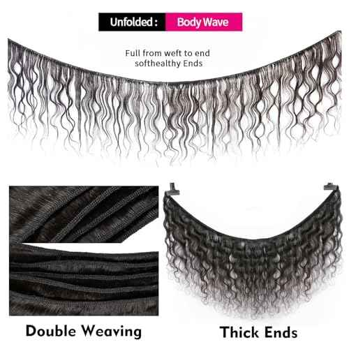 Body Wave Bundles Human Hair 22 24 26 Inch Human Hair 3 Bundles 100% Unprocessed Brazilian Raw Weave Bundle Human Hair Extensions for Black Women Natural Color