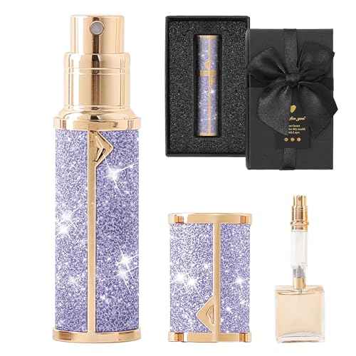 Travel Perfume Bottle Refillable, Sparkle Perfume Atomizer Leak-Proof Portable 5ML Mini Empty Atomizer Sprayer Bottle for Traveling and Outgoing (Purple, 5ML)