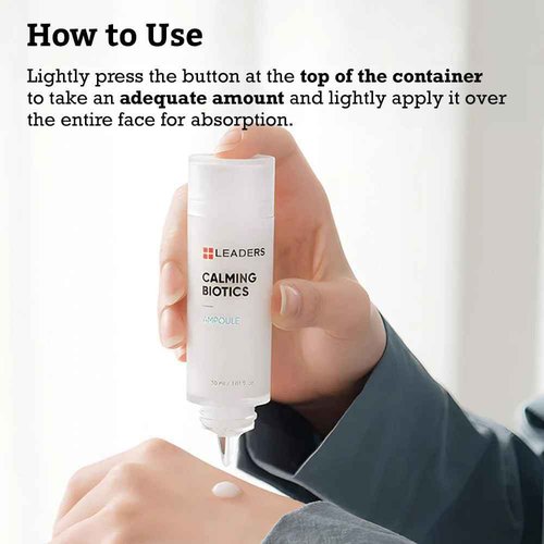 LEADERS Cosmetics Calming Biotics Ampoule - 30ml/1.01 Fl Oz Soothing and Deep Hydrating for Sensitive Skin Reinforces Skin Barrier