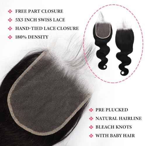 Body Wave Bundles Human Hair Extensions 18 Inch 100% Unprocessed Brazilian Human Hair Bundle Natural Black Hair Extensions