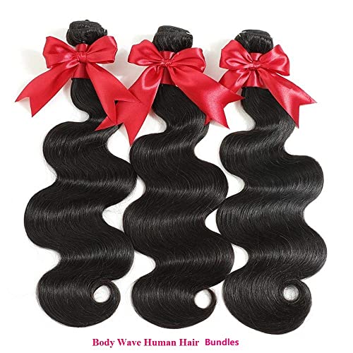 10A Brazilian Body Wave 24 Inch (Pack of 1) Bundles Human Hair 1 Bundle 100% Unprocessed Virgin Remy Hair Body Wave Single Bundles Human Hair Weave Bundles Natural Black