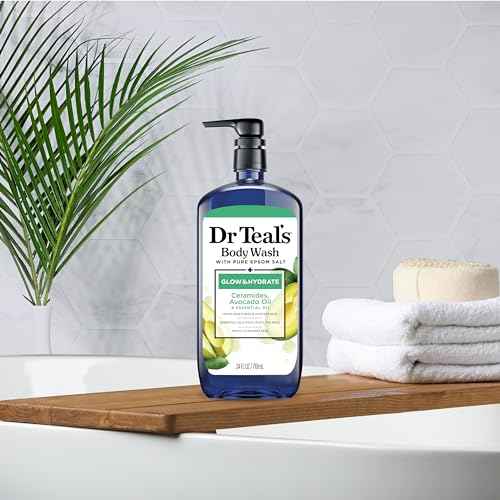 Dr Teal's Teal's Body Wash with Pure Epsom Salt, Glow & Hydrate with Avocado, 24 fl oz (Pack of 4)