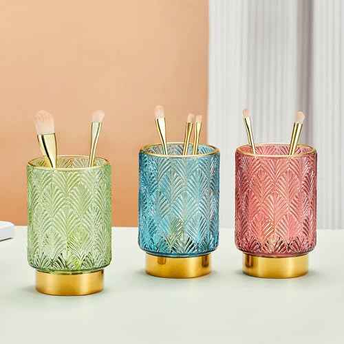 Makeup Brush Holder Organizer,Toothbrush Holders,Desk Pen Pencil Holder,Multifunctional Vintage Glass Brush Cup£¨A42-1-US£©