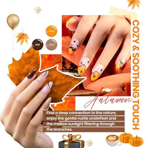 beetles Gel Polish Vivid Seasons, Winter Gel Nail Polish Set, 36 Colors Yellow Burgundy Purple Pink Jelly Shades, 45pcs with Base & Top Coat, UV LED Soak Off DIY Salon Set, Gift for Women & Girls