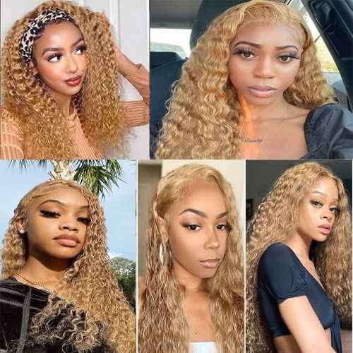 Blonde Bundles Color 27 Human Hair Honey Blonde Kinky Curly Human Hair Weave No Tangle Hair Extensions For Women Brazilian Unprocessed Virgin Hair 8 10 12 Inch