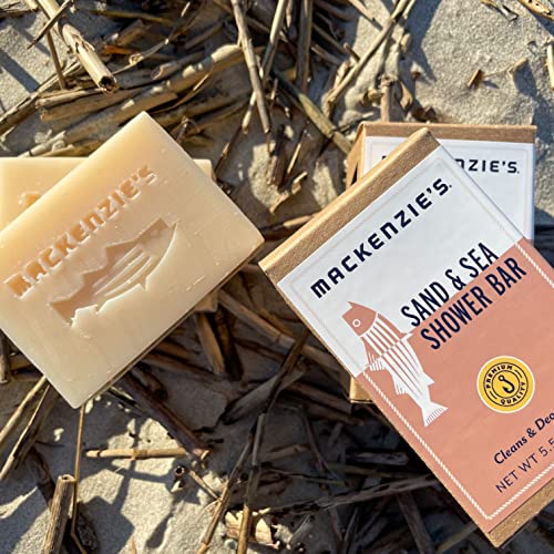 MACKENZIE'S Sand & Sea Shower Bar 5.5 oz - Gifts for Fisherman, Cooks & Gardeners, Beach Life, Ocean Lovers, Moisturizing Cold Process Bar Soap