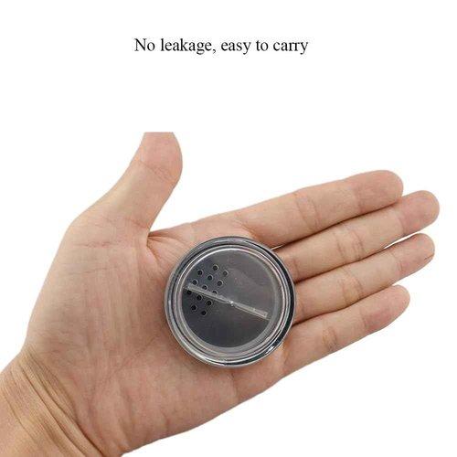 HAHIYO 1Pcs 10ml/0.34oz Plastic Empty Travel Compact Case Makeup Cosmetic Jar Refillable Powder Box No Leak Powder Holder with Rotatable Sifter and Black Screw Lid