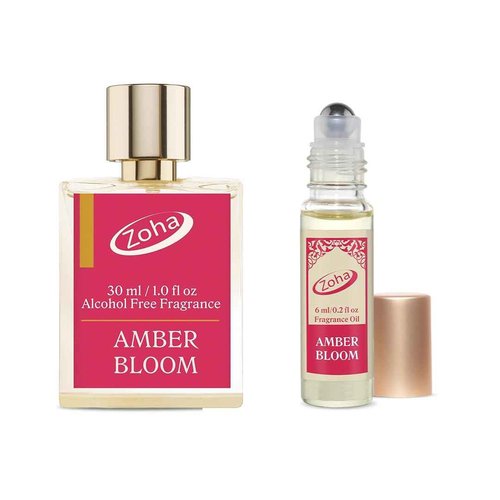 Zoha Perfumes Amber Bloom Perfume Oil Spray & Perfume Oil Roll On Bundle, Alcohol-Free, Long-Lasting Fragrance for Women & Men, Premium Quality Scents