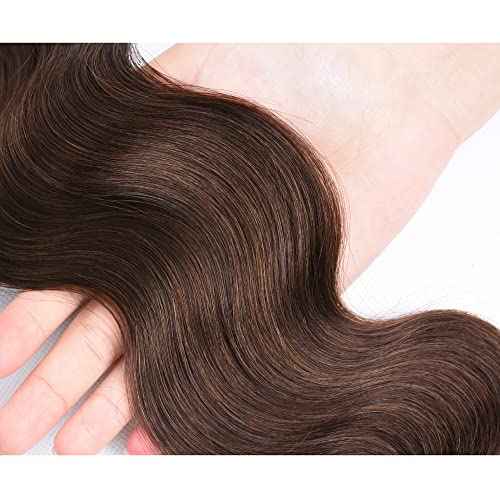 #4 Brown Bundles Human Hair Body Wave Bundles 16 18 Inch Human Hair Weave 2 Bundle Unprocessed Brazilian Virgin Hair Dark Brown Body Wave Human Hair Extensions 100g/PC