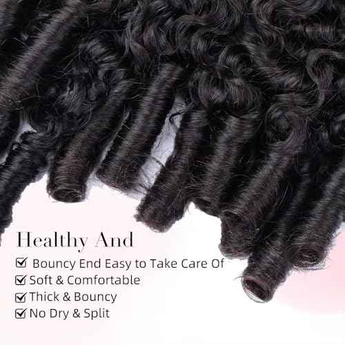 Burmese Curly Bundles Human Hair 16 18 20 Inches 3C4A Water Wave Quick Weave with Spiral Curly End 100% Unprocessed Kinky Curly Human Bundles in Hair Extensions Natural Black