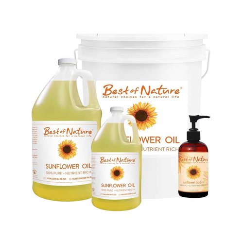 Best of Nature 100% Pure Sunflower Massage Oil, Lightweight Deep Moisturizing Unscented Oil for Skin, Body & Massage, Nourishing Hydration for Hair & Face, 1 Gallon (128 fl oz)