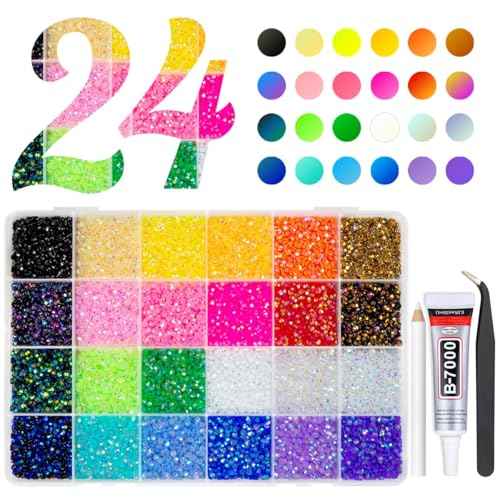 24 Color 3mm Jelly Resin Rhinestones for Bedazzling Crafting Flatback Stones Bedazzler Kit Colorful Gems Diamonds Charms for Nails Eyes Face Makeup Tumblers Bottles DIY Crafts Shoes Phones