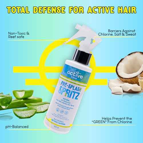Pre-Swim Hair Protection Spray ? Chlorine, Salt Water & Sauna for Swimmers - Coconut Oil, Jojoba, Aloe Vera & Vitamin E Leave-In Conditioner - Protects Color-Treated & Dry Hair, Made in USA
