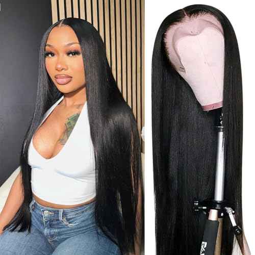 TAIKOU 13x6 Lace Front Wigs Human Hair 200 Density 13x6 HD Transparent Lace Front Wigs Human Hair Pre Plucked Straight Human Hair Wig With Baby Hair For Women 22Inch
