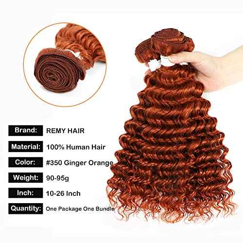 95g 26 Inch Braiding Hair #350 Ginger Bundles Human Hair Deep Wave Human Braiding Hair for Boho Braids 100% Virgin Hair One Bundle Hair Extension for Women