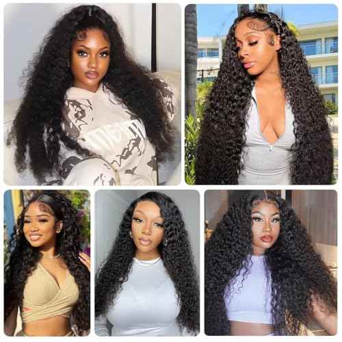 12A Deep Wave Human Hair Bundles 14 14 14 Inch Raw Curly Bundles Human Hair 100% Unprocessed 3 Bundles Brazilian Virgin Human Hair Extensions Quick Weave Natural Black Color