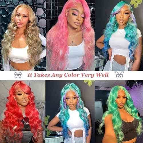 613 Body Wave 3 Bundles Human Hair 22 24 26 Inch, 100% Unprocessed 10A Brazilian Human Hair Bundles, Double Weft Body Wave Bundles, 613 Color Wet and Wavy Hair Extensions