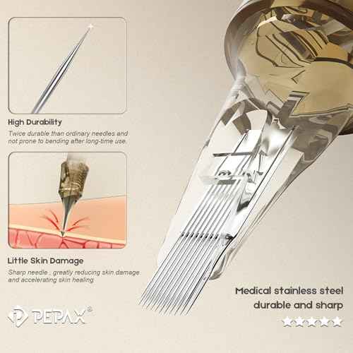 PEPAX Lance Tattoo Needles Cartridge 1003RLL - 20Pcs Tattoo Cartridge Needles #10 Standard 3 Round Liner Tattoo Cartridges Diameter 0.30mm Long Taper 5.0mm Safety Membrane Permanent Makeup Machine