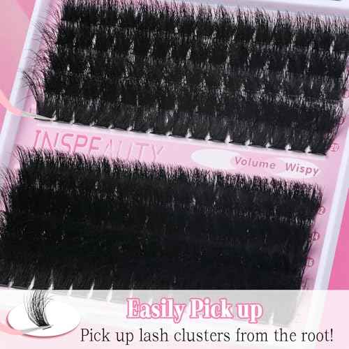 Lash Clusters Kit 150D+200D Thick Lash Clusters Eyelash Extension Kit 12-20mm Individual Lashes Kit with Lash Bond and Seal, Lash Tweezers for DIY Lashes Extension by INSPEAUTY