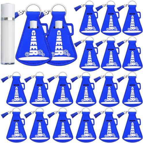 20 Pcs Cheerleading Gifts Natural Bulk Lip Balm Holder with Tassel Hangable Keychain Set for Team Cheer Gifts