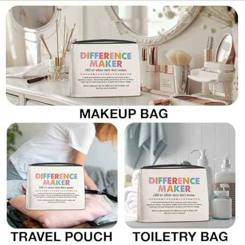Appreciation Gifts Makeup Bag for Women, Difference Maker Office Gift Christmas Birthday Gifts for Female Boss Manager Leader Coworker Cosmetic Bag with Zipper Travel Toiletry Pouch for Purse