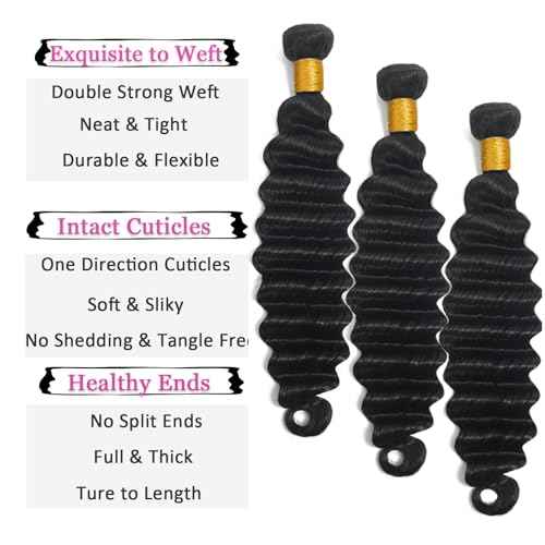 Loose Deep Wave Bundles with Closure Human Hair 100% Unprocessed Brazilian Virgin Hair 3 Bundles with Lace Closure Brazilian Loose Wave Human Hair Bundles (1B#Loose Deep Wave182022+18Free)