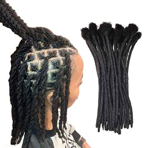 Human Hair Dreadlocks Extension Handmade Locs Small Size(diameter 0.4cm) 10inch 30 Strands/pack Natural Black #1B