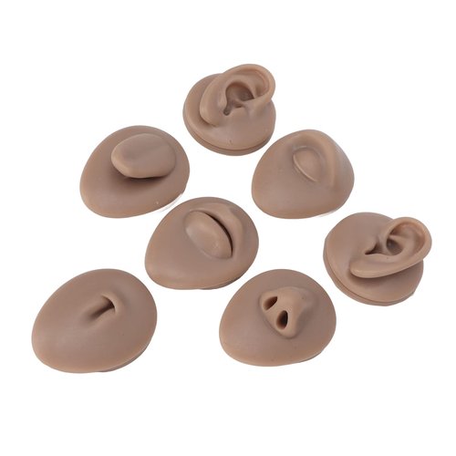 Soft Silicone Flexible Model Body Part Displays Set, Silicone Tongue Mouth Navel Ear Model for Piercing Practice and Jewelry Display Acupuncture Teaching Tool, Education (Dark