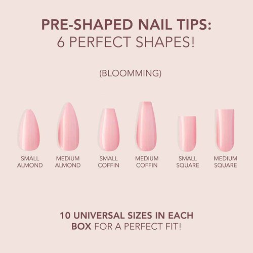 Kiara Sky Short Almond Cover Gelly Tips | Soak Off Pre-Shaped Soft Gel Nail Extensions | Blooming