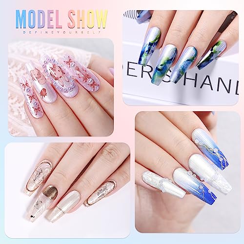 YOKE FELLOW Pearl Gel Nail Polish Set, 6 Pcs 10ML White Champange Pink Purple Blue Shimmer Mermaid Soak Off UV Led Gel Polish Shell Thread Effect for Women Girls