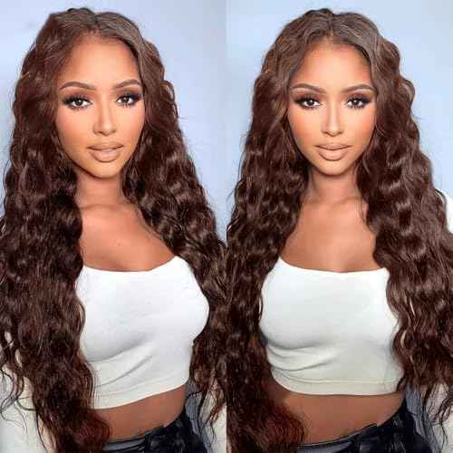 Color 4 Human Hair Bundles Chocolate Brown 22 24 26 Inch Chocolate Brown 4# Deep Wave Bundles Human Hair Extension 12A Unprocessed Soft Sewn In for Black Women with Double Weft