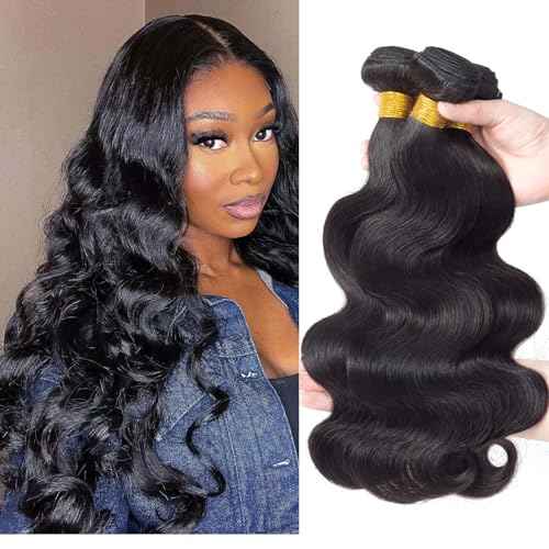 Human Hair Bundles 24 24 24 Inch Body Wave Bundles Human Hair 12A Unprocessed Brazilian Virgin Hair Weave 3 Bundles for Blace Women Natural Black Color 300G