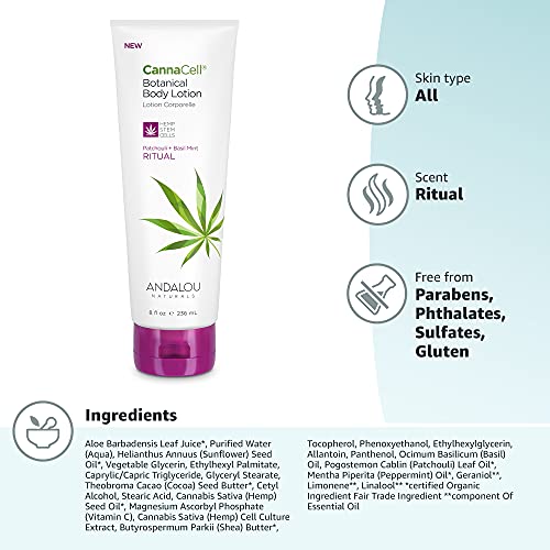 Andalou Naturals CannaCell Body Lotion, Ritual, 8.5 Ounce