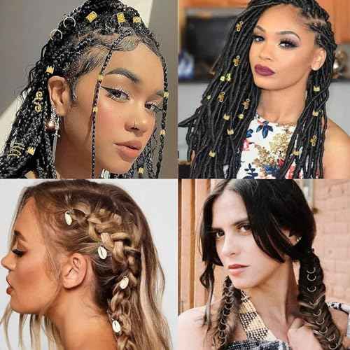 200 Pcs Hair Beads Jewelry, Dreadlock Jewelry for Hair Braids, Hair Accessories Gem Crystal Hair Charms, Metal Hair Coils Rings, Gold and Silver Hair Pendants, Braid Cuffs, Clips