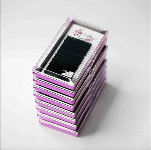 New Lengths Lash Co. Single Lengths Tays - D Curl, Ultra Black, 16 Rows, Professional Use, Classic and Volume Eyelash Extensions (10mm / 0.03mm)