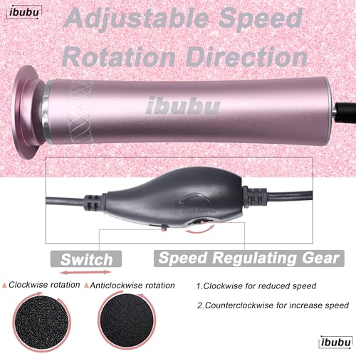 Upgrade Electric Feet Callus Remover Professional Powerful Foot File Pedicure Grinder Sanders 24V Power 1200RPM Speed Adjustable for Dead Dry Crack Skin Calluses (Pink)