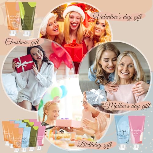 24 Pcs Christian Hand Lotion Bulk Gifts for Women Bible Verse Mini Travel Hand Cream Bulk Christmas Gifts for Stocking Stuffers, Homeless Church Appreciation Teachers Coworkers Appreciation Gifts