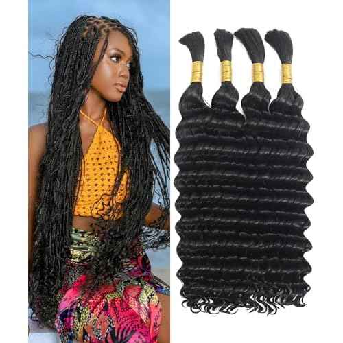 Bulk Human Hair for Braiding - 12A Curly Human Hair Bundles for Black Women - 20 inch, Deep Wave, No Weft, Boho Braids - 100% Unprocessed Brazilian Virgin Human Hair Extensions - Beauty Youth