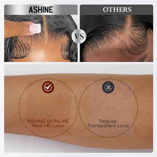ASHINE 5x5 HD Lace Closure Body Wave Straight Human Hair 5x5 Real HD Lace Closure Invisible Bleached Knots Pre Plucked with Baby Hair Natural Hairline 16 Inch