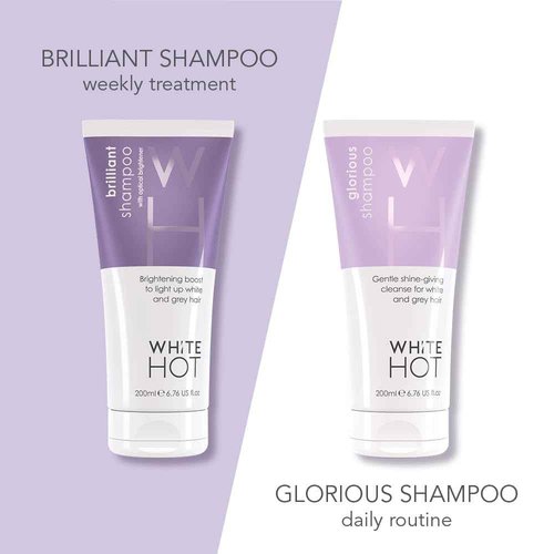 White Hot Brighten Duo: Brilliant Shampoo & Luminous Conditioner 200ml, lights up white & grey hair, banishes brassy tones, purple shampoo