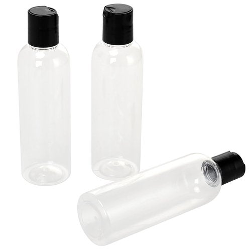 60 PCS 4oz Clear Plastic Empty Bottles, Squeezable Travel Containers with Black Disc Cap, Refillable Empty Lotion Bottles for Shampoo Lotions Shower