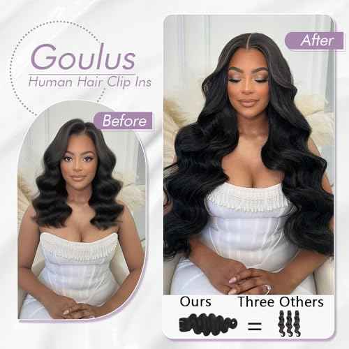 15A Body Wave Clip In Hair Extensions Real Human Hair 16Inch Double Weft Body Wave Human Hair Clip Ins For Black Women 8 Pieces Human Hair Extensions Clip Ins With 18 Clips One Pack 120g Natural Black