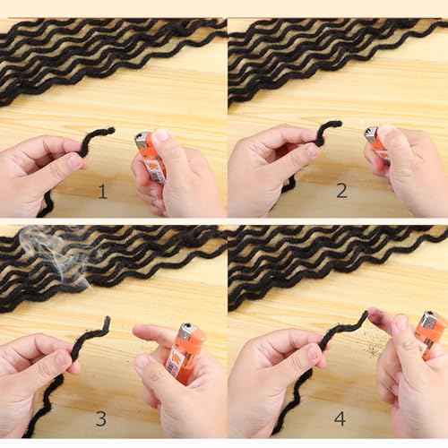 Curly Wave Loc Extensions Human Hair 0.4cm&0.6cm width 6-18 inch 10,30 strands 100% human hair locs extensions for men women Handmade Permanent Dread Extensions0.6cm 16inch 30strands