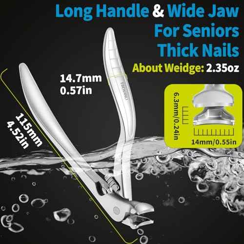 Long Handled Toenail Clippers, Built-in Lock, Professional Stainless Steel Toenail Clippers for Seniors Thick Toenails, Curved Blade Heavy Duty Large Toe Nail Clippers for Men, Women