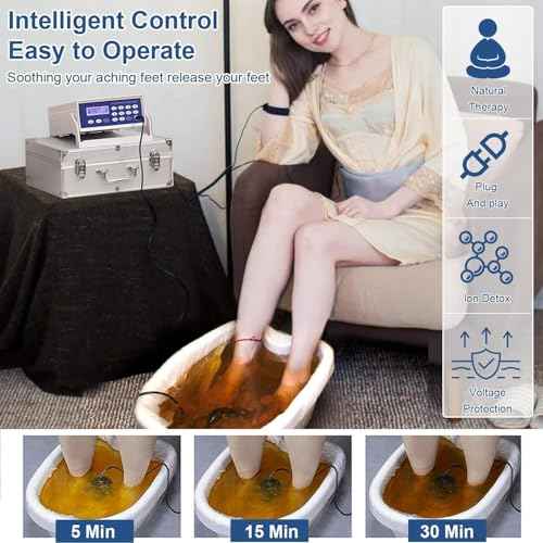 Ionic Foot Bath Detox Machine, Foot SPA Detox Cleanse Machine with 2 Arrays, Far Infrared Waistbelt, 80pcs Liners