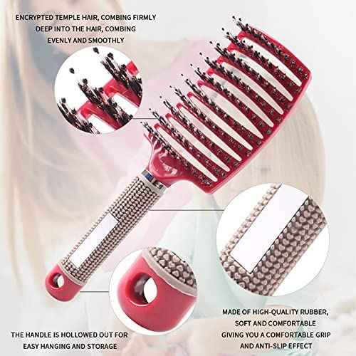 Magical Ultra Detangling Brush for Wet or Dry Hair, Detangler Brush, Fast Drying Styling Massage Hairbrush for Men, Women and Kids (New Gold+Purple)