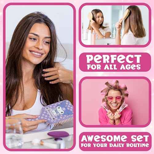 Hello Kitty Hair Brush and Compact Mirror Set for Girls, Teens, Women, Detangler Brush, Kawaii Cute Stuff, Makeup Gifts for Her (Kuromi Brush & Mirror)