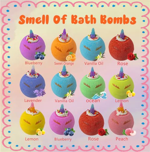 Unicorn Bath Bombs for Girls Kids, 20 Pack Bath Bombs Gift Set with, Handmade Bath Bombs for Girls with Surprise Inside, Birthday Children's Day Halloween Christmas Gifts