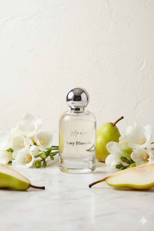 NOIR Dewy Blossom Eau de Parfum for Women – Fresh, Fruity and Floral Fragrance of Pear, Freesia & Rose with a soft Amber base | Long Lasting Luxury Scent – 100ml / 3.4 Fl Oz
