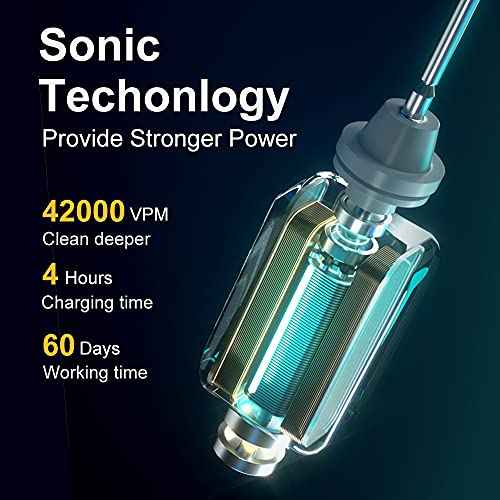 SUNPRO 2 Pack Sonic Electric Toothbrush for Adults, 6 Modes for Deep Clean, Include Smart Timer and 8 Heads (Black+Pink)